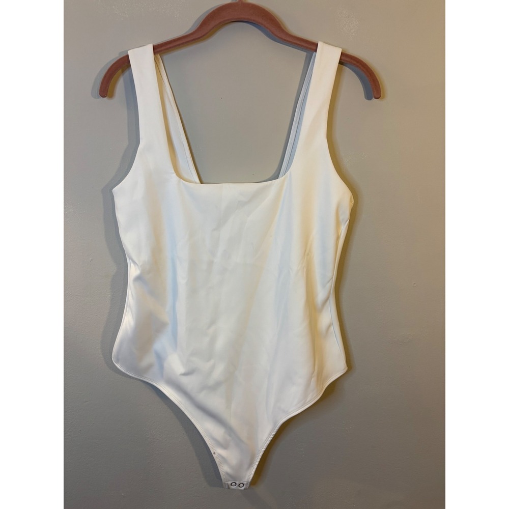 NEW Good American White Square Neck Tank Bodysuit 4 XL
